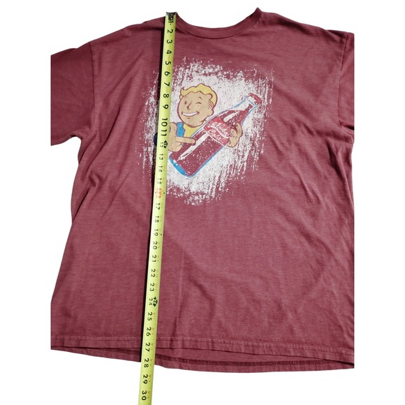 Fallout Vault Boy Nuka Cola Graphic T Shirt Burgundy Heathered Tee - Picture 3 of 6